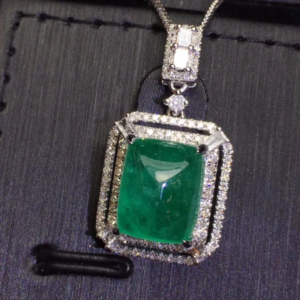 Ювелирные изделия из настоящего белого золота 18 К с натуральным зеленым