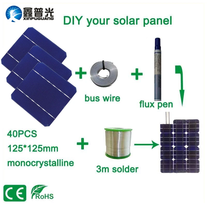 Xinpuguang 100 Вт DIY НАБОРЫ солнечных панелей с 125*125 мм монокристаллической солнечной