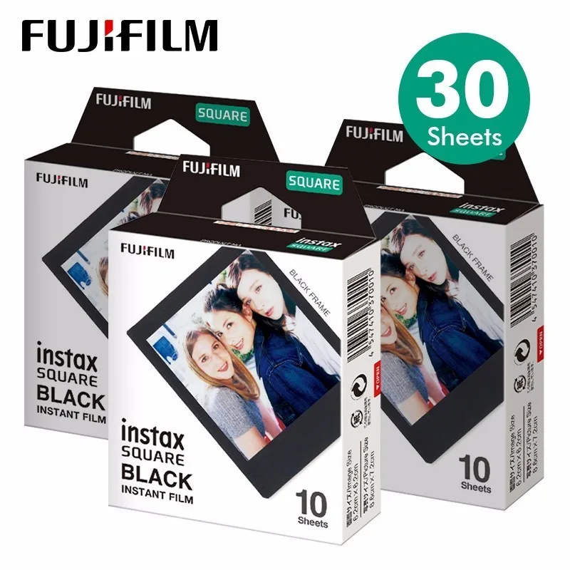 squareblack30 Оригинальная Fujifilm Instax квадратная мгновенная белая пленка 10 до 100 листов для Fuji SQ10 6 20 SP2 Гибридный формат камер - Цвет: squareblack30