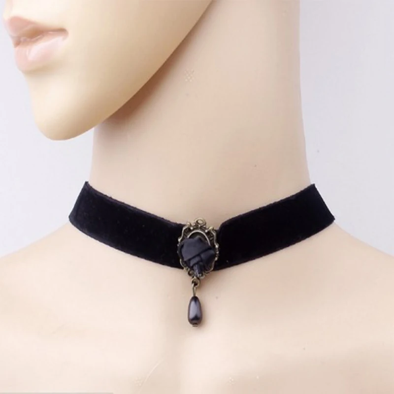 Сексуальное ожерелье чокер чёрный кружевной бархатный женский воротник в