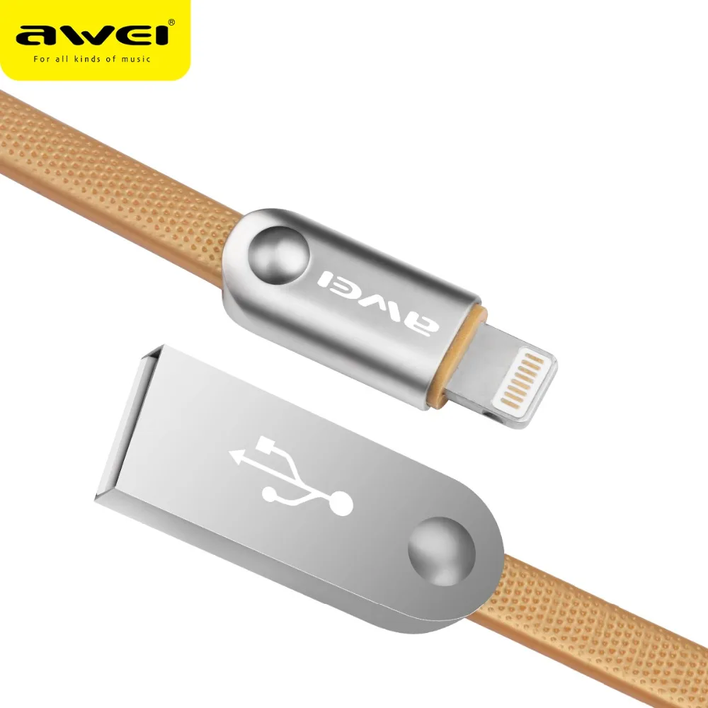 Awei data cable fast charging line for iphone 2.4A zinc alloy 2m | Электроника