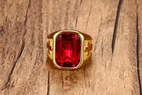 fashion jewelry red cubic zircon gold color ring men wedding rings for man party wholesale