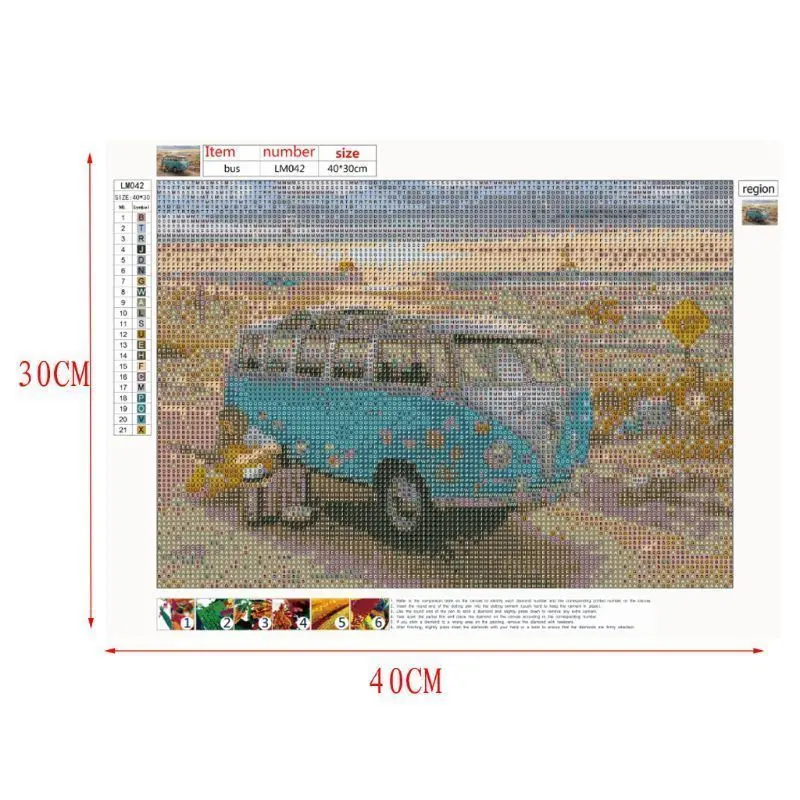 Дорожный синий автобус DIY 5D круглая Алмазная картина вышивка крестиком наборы
