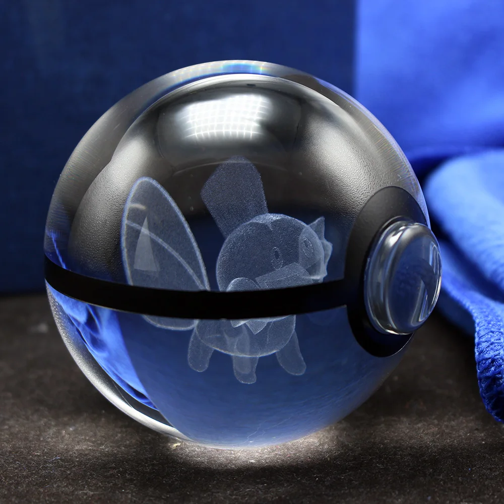 Mudkip 3D хрустальный шар Pokemon Go лампы настольные украшения Стекло мяч ночной Светильник с светодиодный Красочные Повернуть база