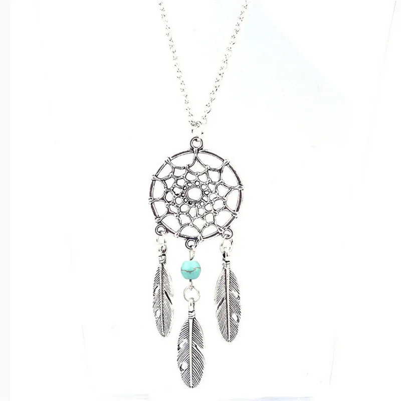 1pc necklace Колокольчики РУЧНОЙ РАБОТЫ ИНДИЙСКИЙ Ловец снов сеть с перьями стены висящий мечтатель ремесло подарок украшение дома - Цвет: 1pc necklace