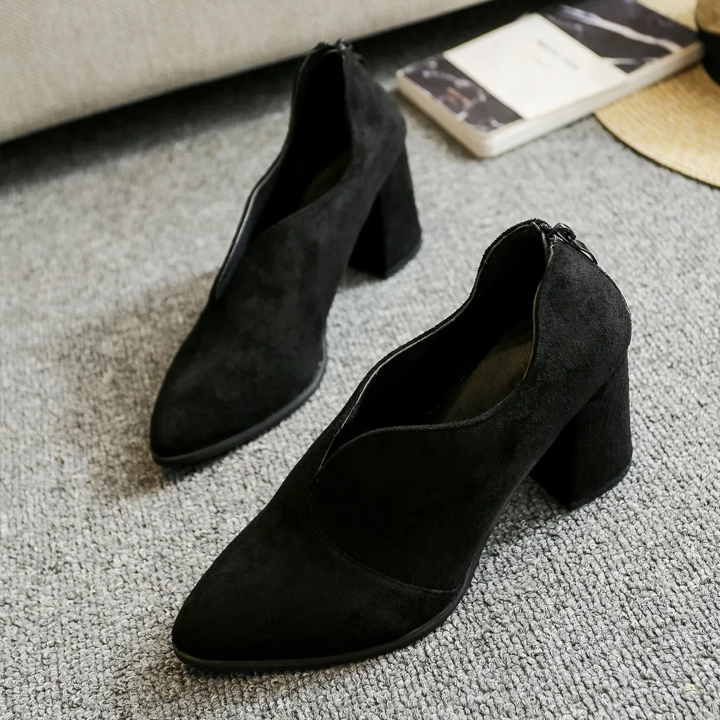YOUYEDIAN/Женские повседневные тонкие туфли на молнии сзади; scarpe donna elegante; модные женские туфли с острым носком на высоком каблуке;# g2