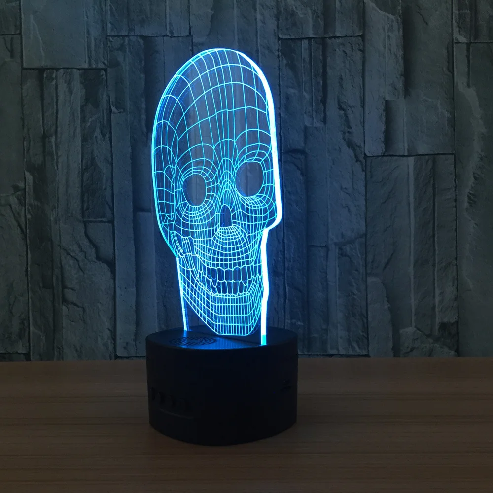 Newet Bluetooth динамик стиль с черепом 7 цветов изменить 3D стереовидение ночник для рабочего стола музыкальный плеер ночник