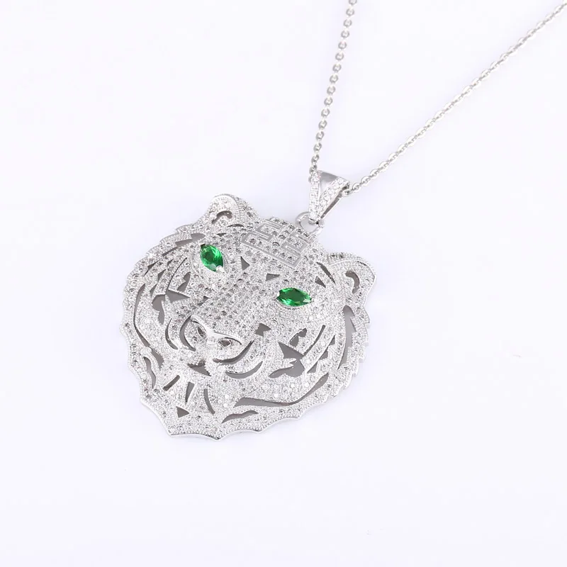 Colgantes Grandes Statement Necklace Women Punk Classic Copper Blue Crystal Eye Zirconia Rhinestone Tiger Pendants | Украшения и