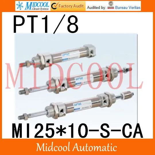 

MI Series ISO6432 Stainless Steel Mini Cylinder MI25*10-S-CA bore 25mm port PT1/8