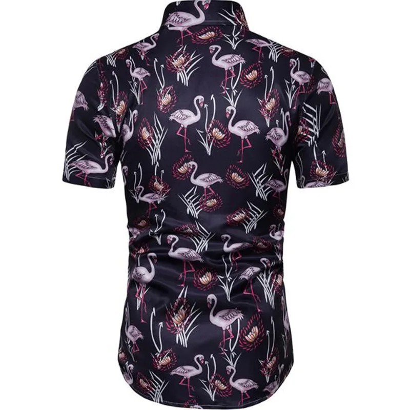 

men's casual men's shirt with 3D short-sleeve printed swan print