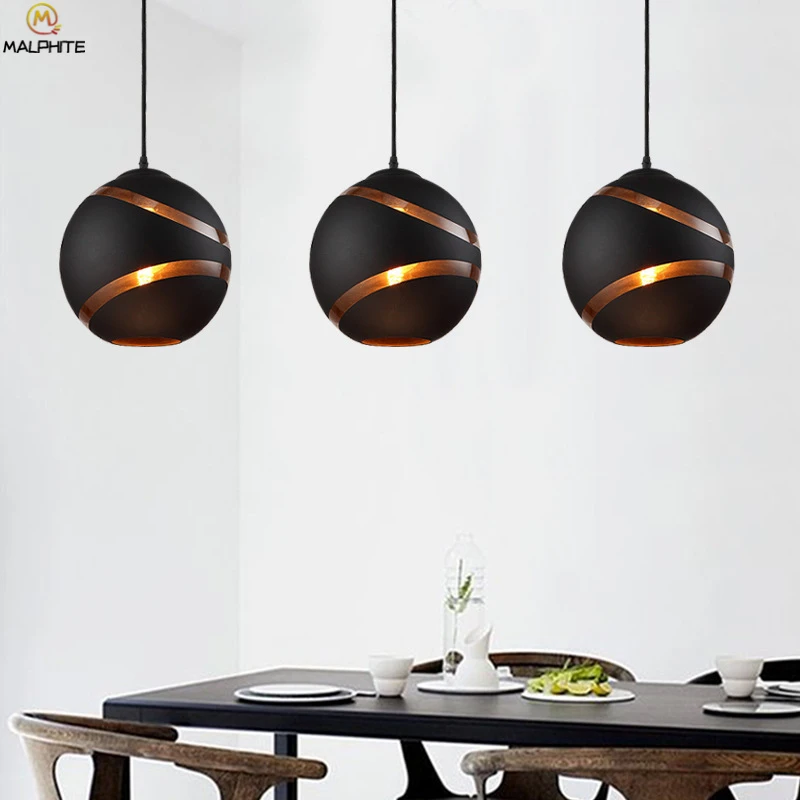 Подвесной светильник в виде стеклянного шара Тома для ресторана детская черная