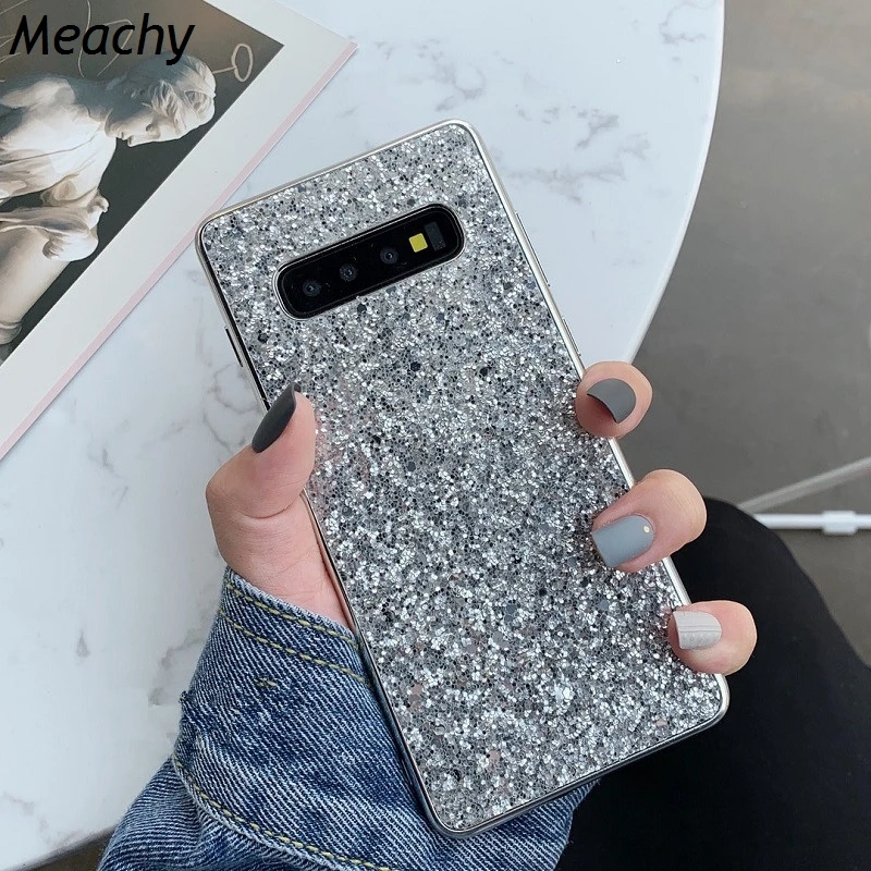 Meachy Silver Paillettes Phone Case For Samsung Galaxy S10 Plus S10e Note 9 8 S8 S9 Fashion Glitter Bling |