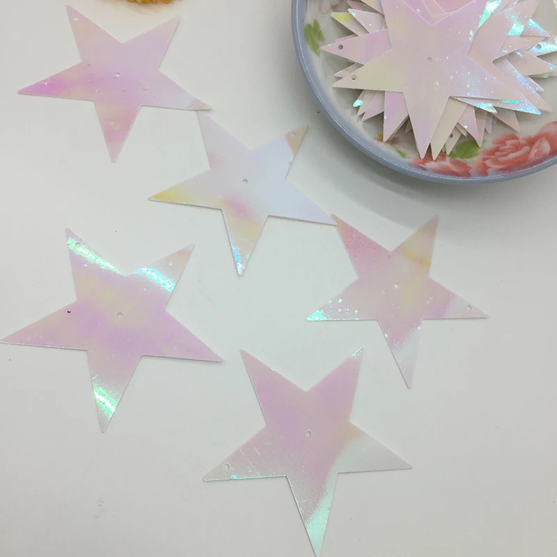 LNHOME 50g/Lot 54mm White Star Sequins Flake Spangle PVC Paillette Loose Flat Christmas Garment Accessories Halloween | Дом и сад
