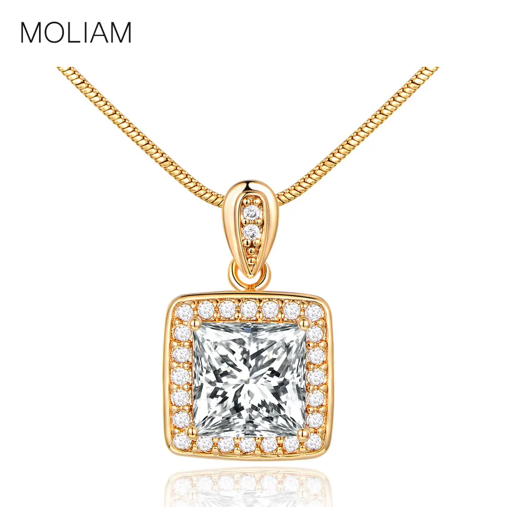 Новые ожерелья и кулоны MOLIAM серебряные/Золотые модные квадратные