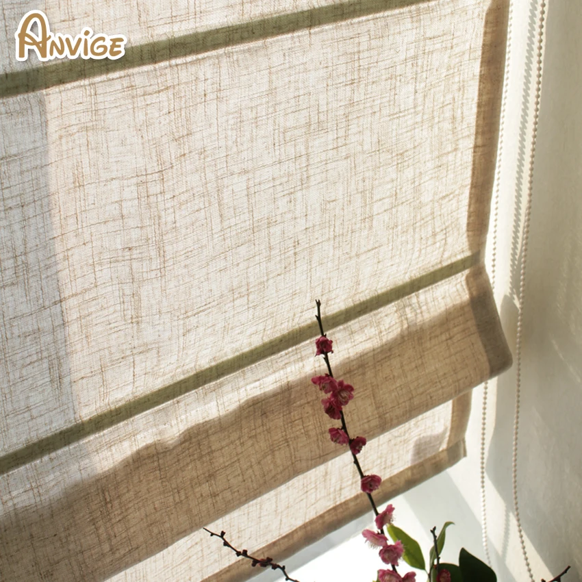 Полузатемняющие шторы из льна римские ткани занавески на заказ|roller window|blinds