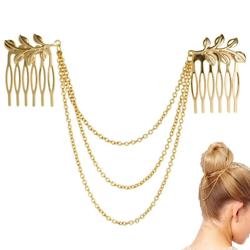 Модный металлический тассель цепь головные уборы гребень для волос в виде