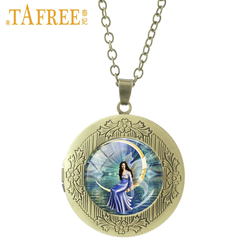 TAFREE луна фея в голубом Ожерелье Фея круг кулон Фэнтези женские медальон подарки