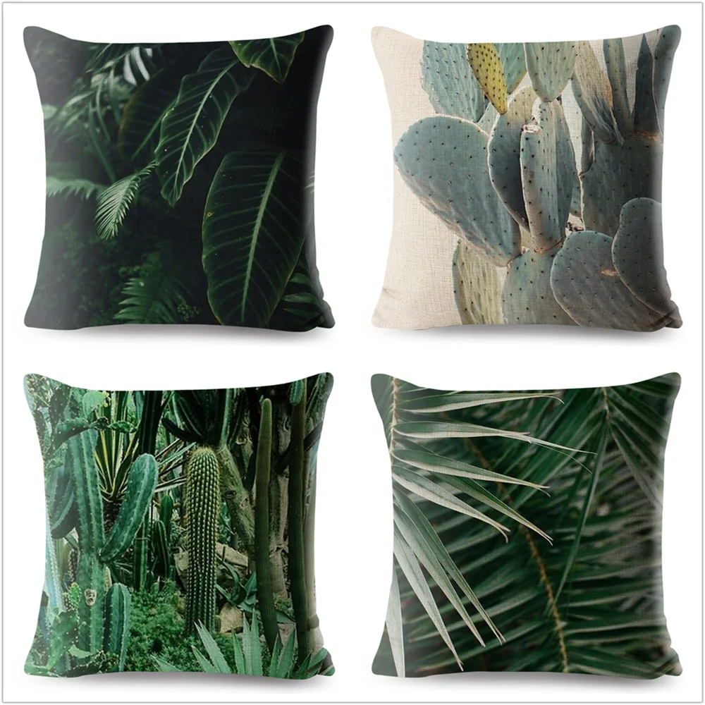 Nordic Стиль темно зеленые листья Чехлы для диван автомобилей Home Decor тропические