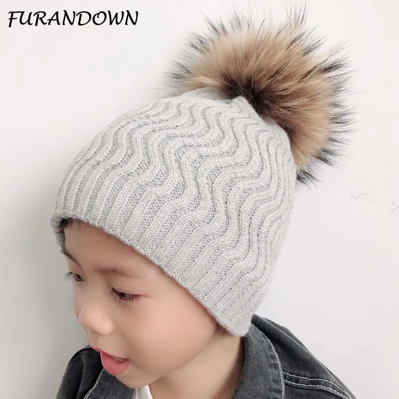 Шапка с помпоном для мальчиков и девочек детские зимние шерстяные шапки детей