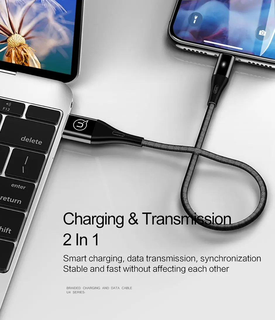 USAMS USB кабель для освещения кабель для iPhone 2 м 2.4A кабель передачи данных для быстрой зарядки для iPhone 7 8X6 6s plus 5 SE 5S зарядное устройство