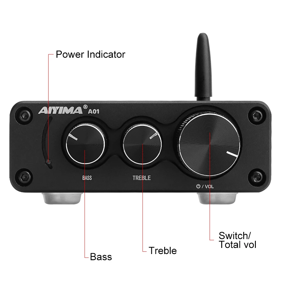 AIYIMA мини TPA3116 Bluetooth 5,0 усилитель мощности HiFi Звук Amplificador стерео домашний аудио усилитель с высокими басами