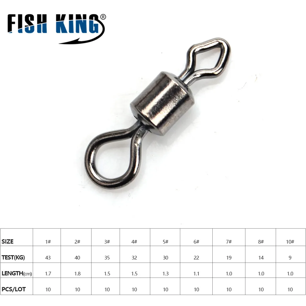 FISH KING бренд 1 упаковка 10 шт./лот гипер сильный рыболовный поворотный Rolling Diamand приманка на рыболовный крючок Разъем для рыбалки рыболовные снасти