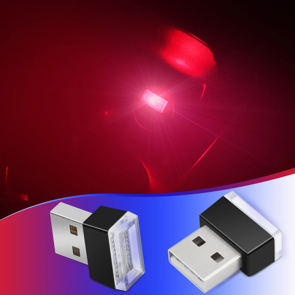 Светодиодный мини прикуриватель с USB атмосферное освещение для автомобиля