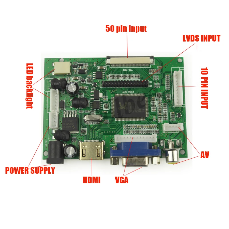 Универсальная плата контроллера HDMI VGA 2AV 50PIN TTL LVDS модуль монитора для Raspberry PI LCD