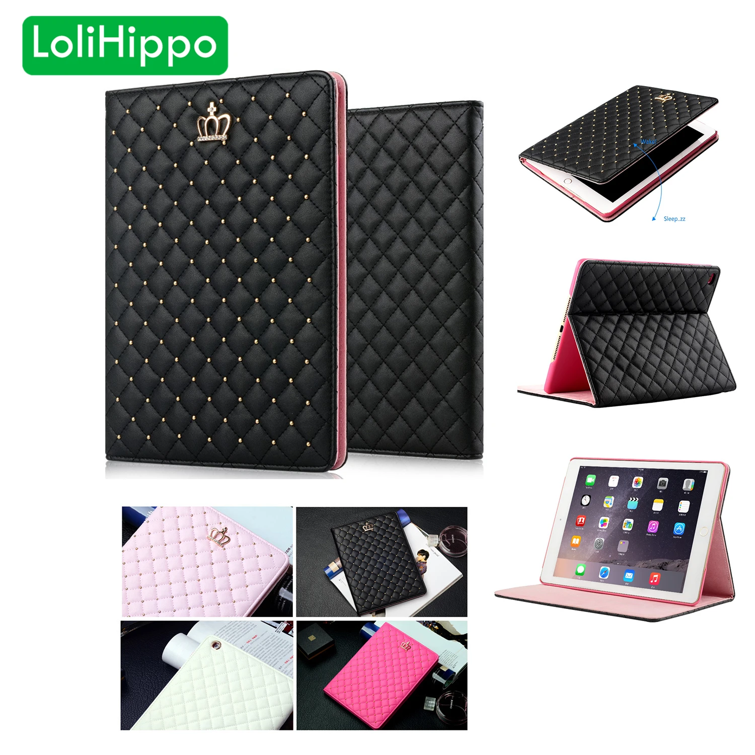 LoliHippo Bling Crown складной чехол книжка для iPad Pro 7 9 дюймов mini 1 2 3 4 A1599 A1600 A1601