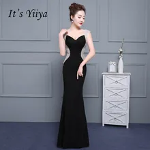Женское атласное вечернее платье It's Yiiya черное с открытой