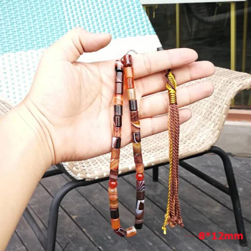 Натуральные бразильские Агаты tasbih 33 Роскошные четки мусульманский ИД Рамадан gfit