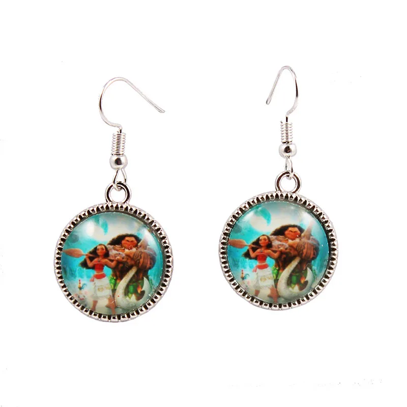 1 пар/лот 2017 Новинка принцесса Моана висячие серьги 18 мм стеклянные кабошоны