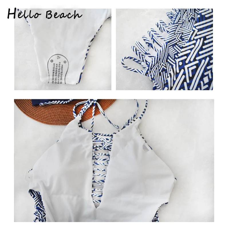 HELLO BEACH 2018 купальник женский Глубокий v-образный повязка для одежды пуш-ап
