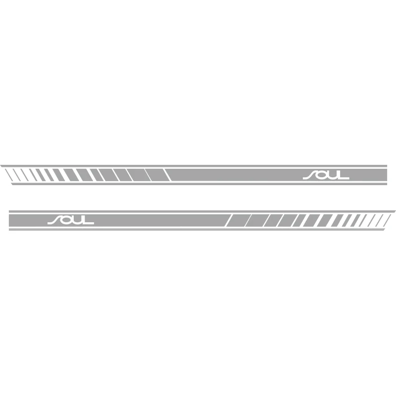 Silver Grey 2 шт. автомобиля боковые полосы боковые юбки графика виниловые наклейки гоночный спортивный автомобиль стикер s для Kia Soul - Название цвета: Silver Grey