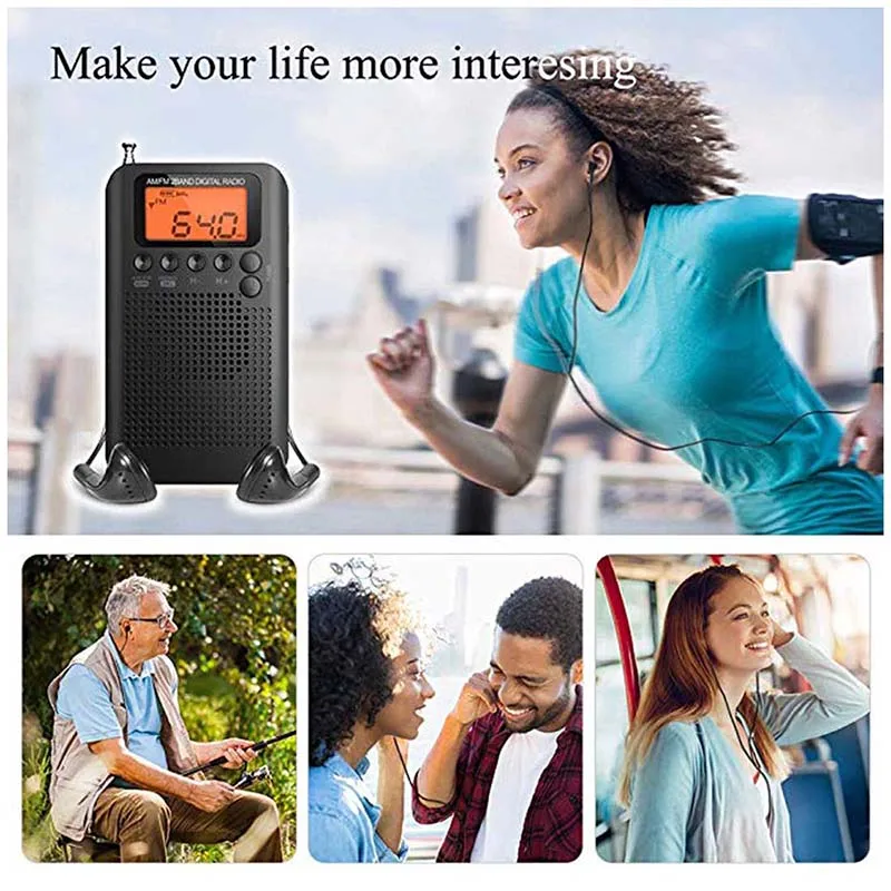 Карманное радио AM FM стерео портативный цифровой Транзистор с таймером сна и