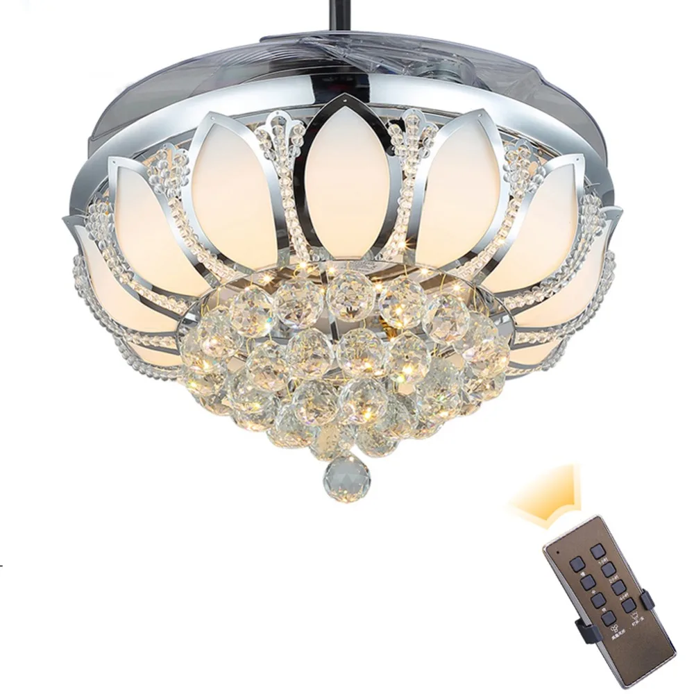 Роскошный складной потолочный вентилятор для столовой хромированная Золотая