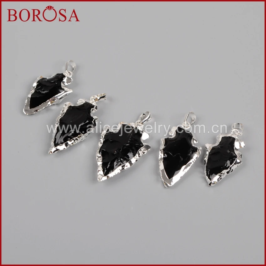 BOROSA в виде наконечника стрелы серебряный цвет подвеска из черного обсина Диана