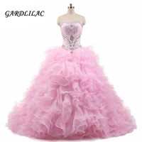 new real pink two piece ball gown quinceanera dresses 2019 sweetheart organza ruffles with short skirt vestidos de quinceaneras