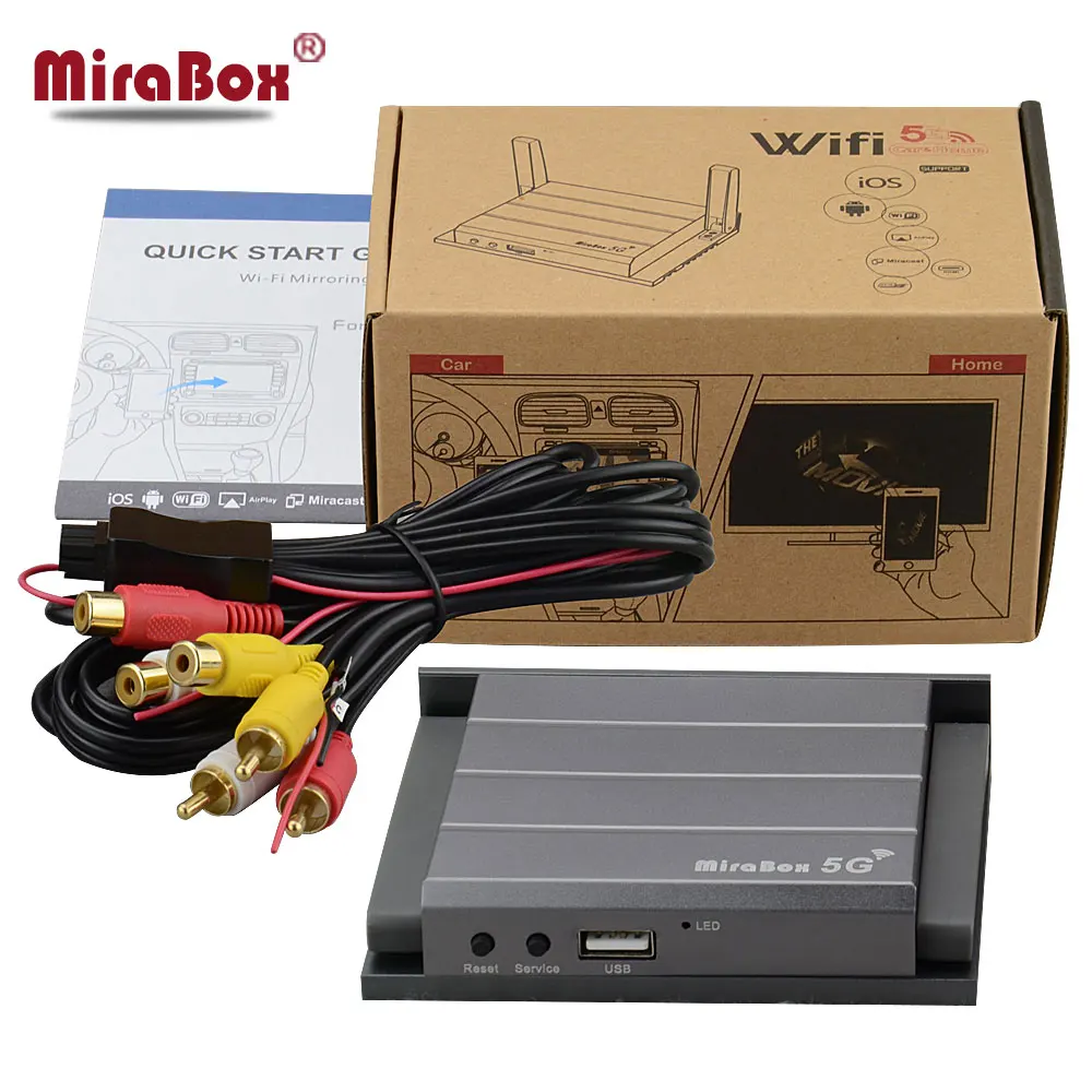 Mirabox-5g зеркало автомобиля Ссылка Box с CVBS Выход для видео Wi-Fi MirrorLink коробка