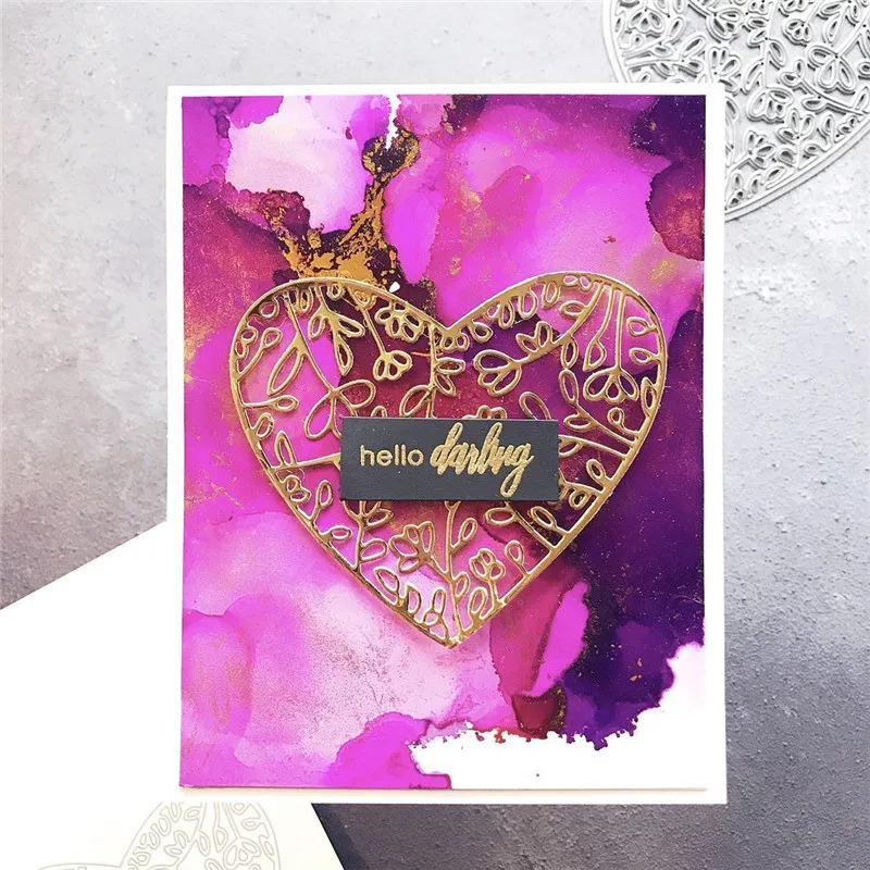 DiyArts Цветочная рамка в форме сердца металлические резные штампы для скрапбукинга