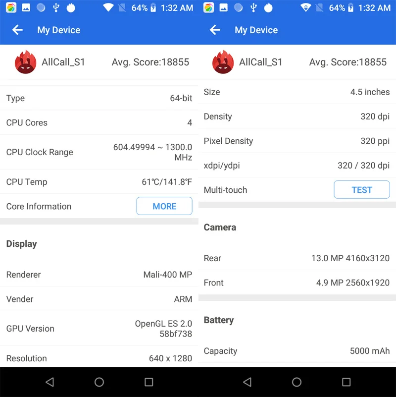 Мобильный телефон AllCall S1 5," 18:9, 2 Гб ОЗУ, 16 Гб ПЗУ, Android 8,1, четырехъядерный процессор MTK6580A, четыре камеры, Двойной смартфон 8 Мп+ 2 МП, 5000 мАч