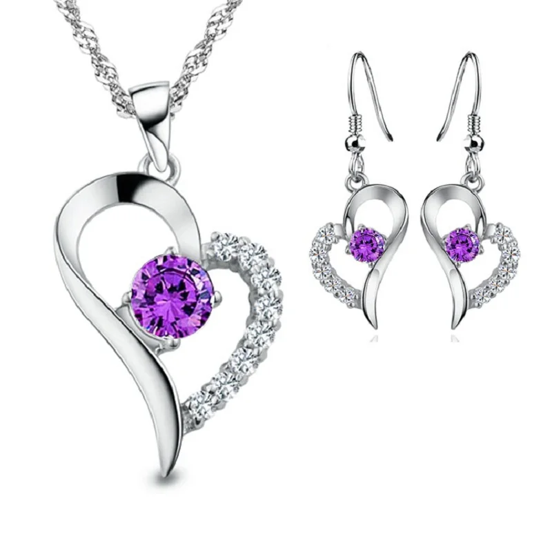 2017 Новый посеребренный кубический циркониевый модный костюм в форме сердца