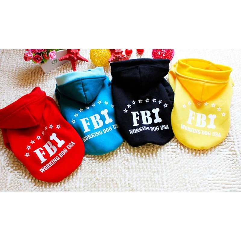 Толстовки с капюшоном для маленьких собак одежда щенков кошек пальто принтом ФБР