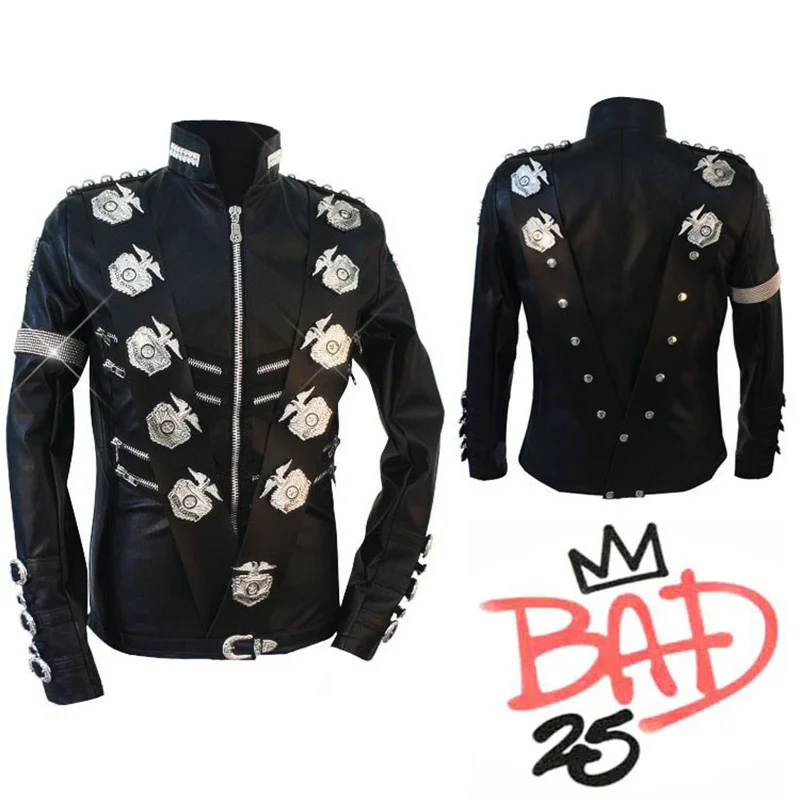 Редкая Классическая BAD куртка MJ с Майклом Джексоном и серебристыми значки орлом
