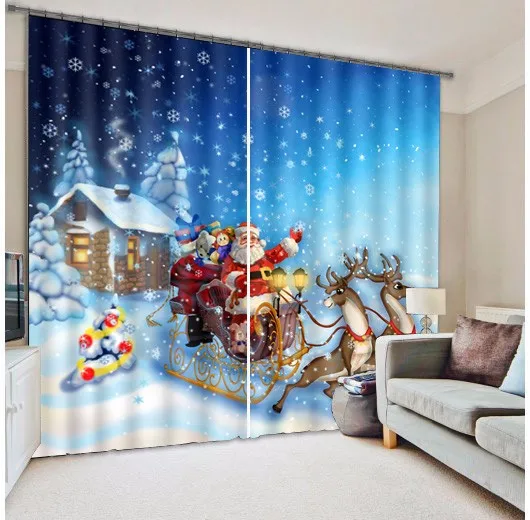 3d curtain Рождество Санта Клаус 3D фото печать затемненные шторы для гостиной постельные принадлежности номер отель дома декоративные шторы Cortinas para - Цвет: 3d curtain