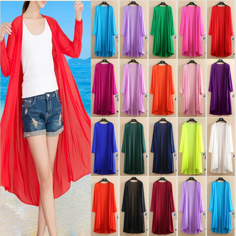 

ne Cardigan women's thin section in the ultra-thin summer ice silk screen yarn knit jacket shawl sweater air-conditioning shirt