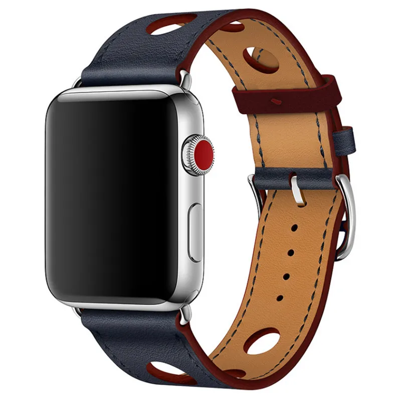 Ремешок из 2019 натуральной кожи для Apple Watch Series 5 4 3 2 1 44 мм 40 42 38 сменный Браслет