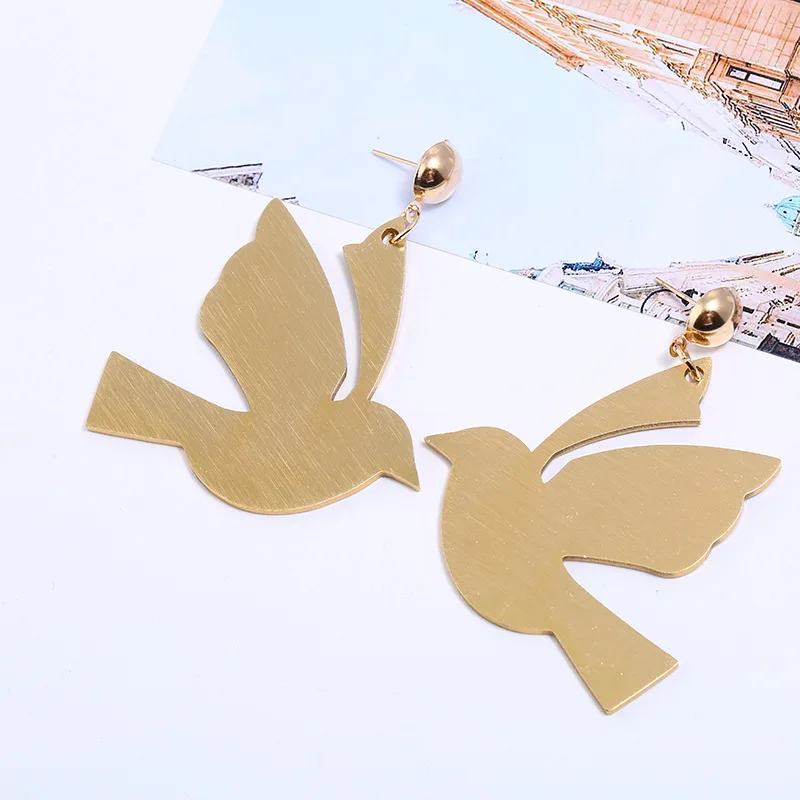 FLDZ 2018 модные новые серьги золотого мира dove Зеленые Алюминиевые серьги-гвоздики