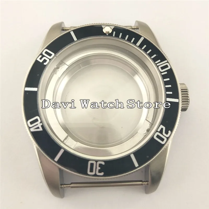 

41mm Sliver Men Watch Case Black Bezel Fit ETA 2836,Mingzhu 2813,Miyota 82series A701