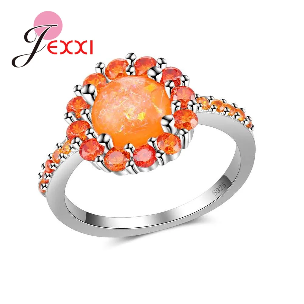 

925 Sterling Silver Prong Setting Opal Rings Luxury Mother's Day Gift Big Promotions Women Dance Party Jewelry